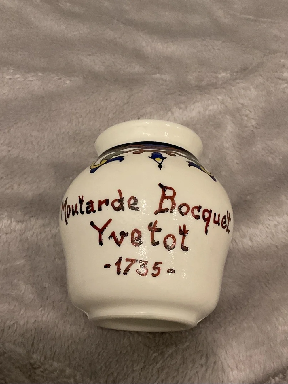 Decorative Ceramic Mustard Pot with Spoon - Multicolor Floral Motif